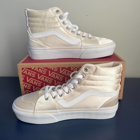 Vans NEW Filmore Hi platform sz 9.5 spring satin cream - Picture 2 of 7